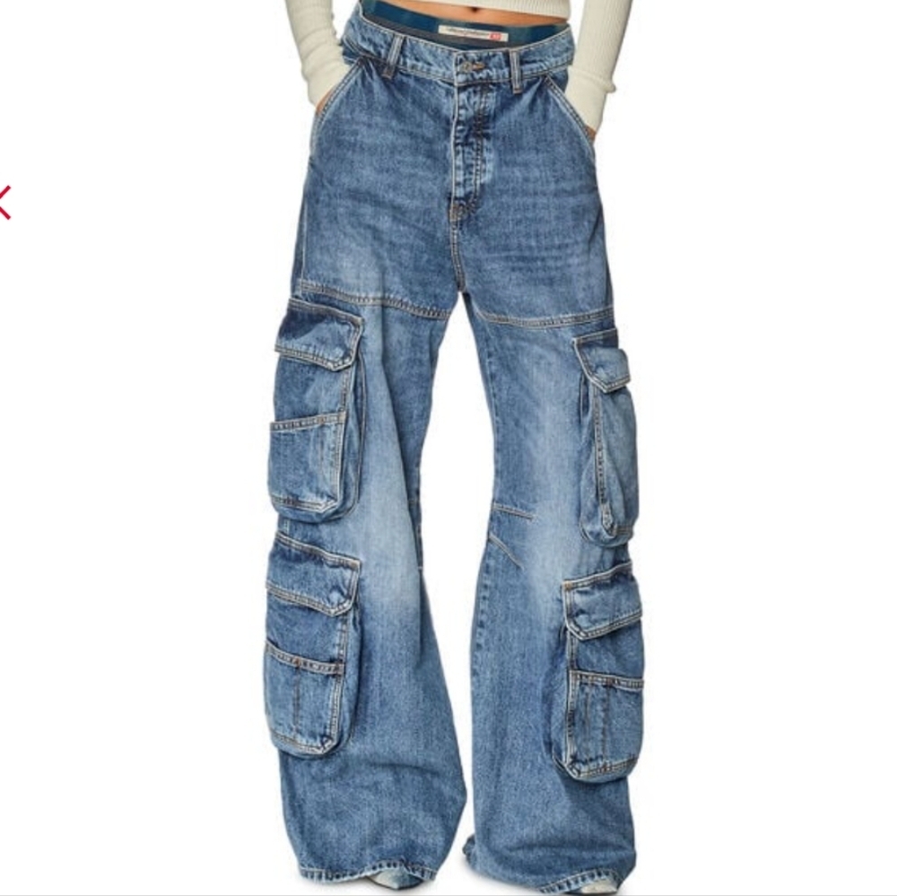 Diesel straight jeans 1996 d-sire 0njan size 28 baggy wide leg cargo Y2K style - Picture 15 of 16